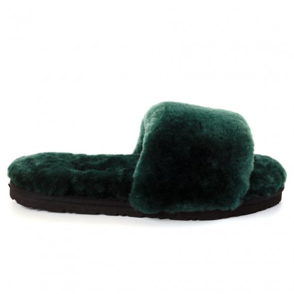 Fluff Slide Slippers Dark Green - 37